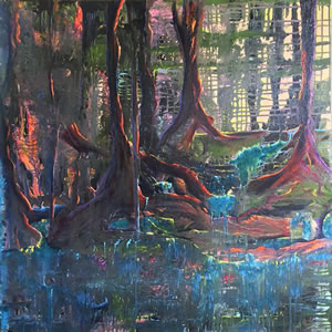 Woodland Reflections Painting By Cowfold West Sussex Artist Carole Rupniak