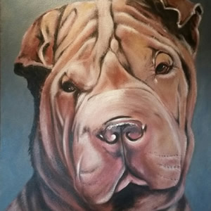 Dog Portrait Painting Commission By Billingshurst West Sussex Artist Keith Coomber