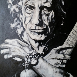 Keith Richards Rolling Stones Painting – Rock Musician – Music Art Gallery