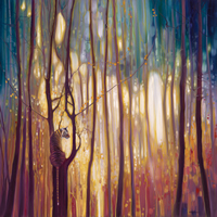 Forest Animal Paintings – Tiger Fire Painting by East Sussex Artist Gill Bustamante
