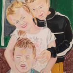Group portrait commission painting of children – Isle of Wight Artist