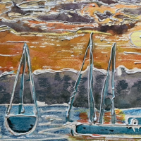 2 Yachts – St Leonard’s on Sea East Sussex Coastal Artist Sheila Martin – Painting Sold