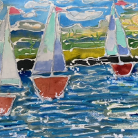4 Yachts – Watercolour Art – Colchester Art Society member Sheila Martin – Painting Sold
