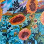 Sunflowers in the Breeze – Watercolour Painting – St Leonards on Sea East Sussex Artist Sheila Martin