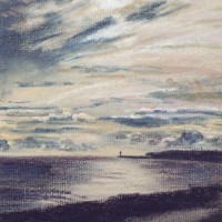 Newhaven Harbour from Seaford, East Sussex – East Sussex Artist Juliet Murray – Pastel Landscape Artist