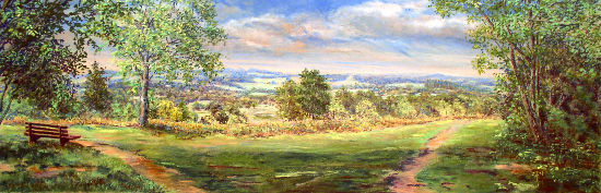 View from Bert Tyler’s Bench, Ashdown Forest, East Sussex - Juliet Murray - Pastel Landscape Artist - Sussex Artists Gallery