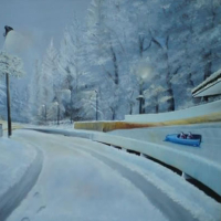 Austria – Egles – Snow Scene Bobsleigh – East Sussex Artist – ‘Fro’ (Derek Froggatt) – Wannock Artists