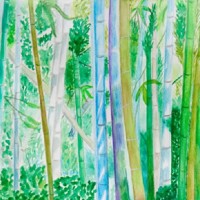 Bamboo Forest in Kyoto – Watercolour – Patsy Dinc – Sussex Artists Gallery – Glass Painting and Watercolour Artist