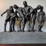Crowd Sculpture – Flashband on Armature and Oak Base – Pulborough West Sussex Sculptor and Artist Željko Ivanković Jericho