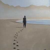 Footprints In The Sand – Beach Landscape Painting – Crawley Sussex Artist Jen Rabie