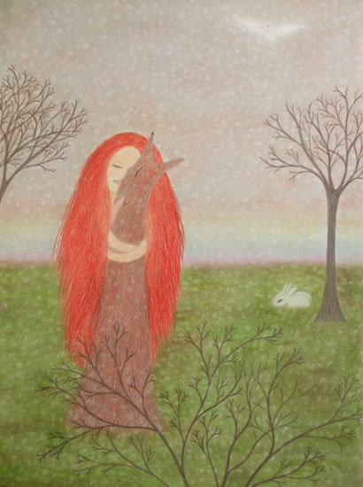 Longing - Claudine Péronne - Sussex Artists - Drawings in Pastel and Watercolour Pencil - Shoreham Gallery