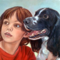 Portrait Painting of Child & Dog – Art by Colette Simeons