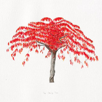 The Cherry Tree – Watercolour Painting – Patsy Dinc – Sussex Artists Gallery – Glass Painting and Watercolour Artist