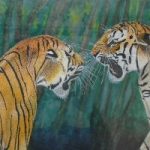 Two Young Tigers Roaring – Horsham, West Sussex Artist – Roger Gasson