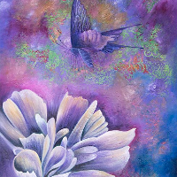 Cosmos Flower and Butterfly – Textured Art – Horsham West Sussex Artist Claire Harrison