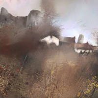 Pevensey Castle and Village – Painting by East Sussex Artist Chris Hill