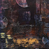 Moonscape – Abstract Painting in Cold Wax and Oil – Bedlington Artist Amanda Mavin