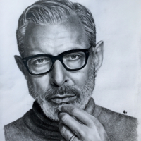 Portrait – Jeff Goldblum – Actor – Graphite Pencil and Fineliner – Lizzy Montague – Artist based in Plymouth Devon and Sussex