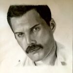Portrait Freddie Mercury of Queen – Graphite Pencil Drawing – Horsham Sussex Artist Lizzy Montague