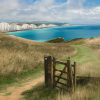 Seven Sisters Cliffs Gate and Cliff Walk - Seaford East Sussex Digital Artist Sam Taylor