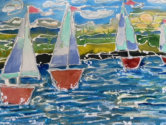 4 Yachts - Watercolour Art - Colchester Art Society member Sheila Martin - Painting Sold
