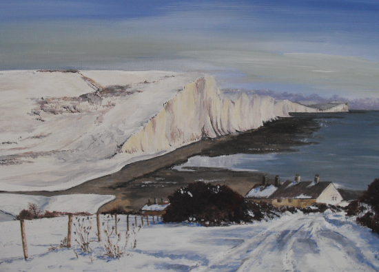 Cuckmere in the Snow - Landscape in Oils - Peacehaven Artist Lorrayne Chambers