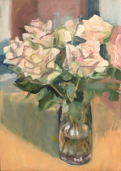 Glass Vase of Roses - Flowers - West Sussex Floral and Still Life Artist Sheri Gee