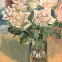 Glass Vase of Roses – Flowers –  West Sussex Floral and Still Life Artist Sheri Gee