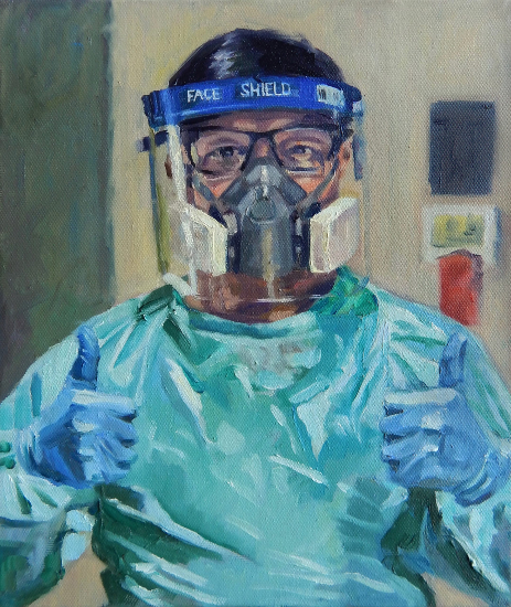 Portrait for NHS Heroes - Alfred-Gonzales - Painting by West Sussex Artist Sheri-Gee
