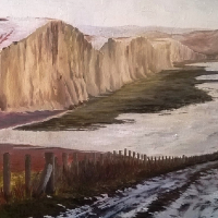 Seven Sisters from Cuckmere – Landscape Oil Painting by Peacehaven Artist Lorrayne Chambers