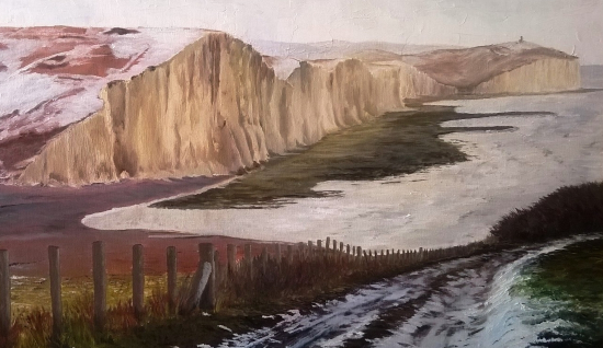Seven Sisters from Cuckmere - Landscape Oil Painting by Peacehaven Artist Lorrayne Chambers