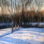 Snow Scene Winter Sunset Pastel Painting – Bromley Art Society member Artist Nellie Katchinska