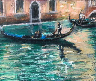 Venetian Gondola - Oil Pastel Painting - Nellie Katchinska