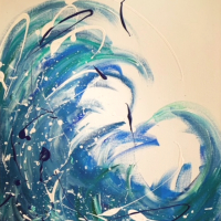 Wave 1 Acrylic Art  Eastbourne East Sussex Contemporary Abstract Artist Fiona Miller
