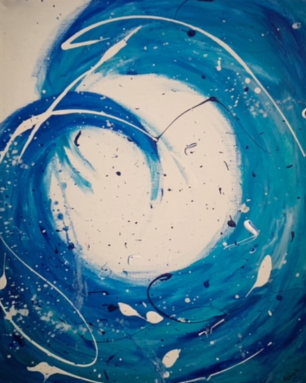 Wave 2 Acrylic Art - Eastbourne East Sussex Abstract Contemporary Artist Fiona Miller