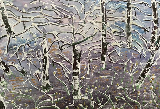 Snow Trees Watercolour Painting - St Leonards on Sea Art Gallery