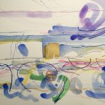 Contemporary Beach Landscape-Calligraphy Painting by Clapham Worthing Artist Graham Swain