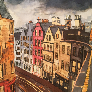 Edinburgh - Victoria Street - Cityscape - Sussex Artist Samantha Tuffnell