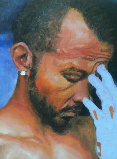 Portrait - Man Lost in Thought - Oil Painting by Worthing West Sussex Portraiture Artist Hazel Crawford
