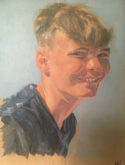 Portrait of Young Man - Oil Painting by Worthing West Sussex Portraiture Artist Hazel Crawford