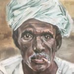 Portraiture – Man with White Turban – Portrait – Worthing West Sussex Artist Hazel Crawford