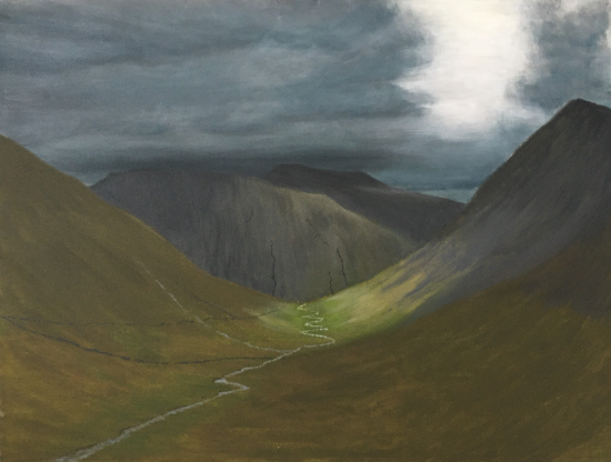 Mosedale looking towards Scafell Pike, Wasdale, Lake District - Landscape Acrylic Painting by Brighton, East Sussex Artist Stephen Jowitt