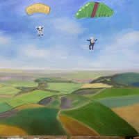 Paragliding – Sussex National Park – Landscape painting – Heathfield East Sussex Artist Sue Branch