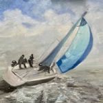 Sailing Yacht Racing at Sea in Strong Winds – Seascape painting – Heathfield East Sussex Artist Sue Branch