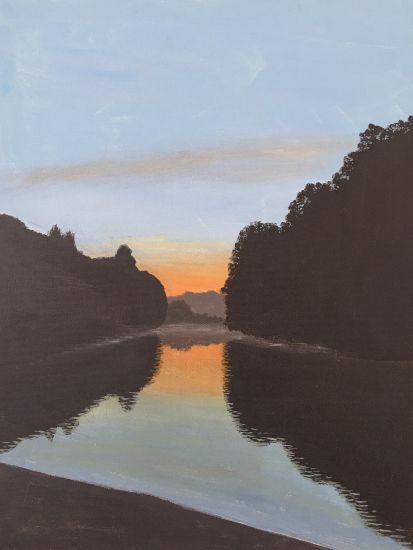 Sunrise over Richmond Park from Twickenham Embankment - Landscape Painting - Brighton, East Sussex Artist Stephen Jowitt
