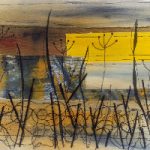 Autumn Fields – Stitch and Acrylic Paint Abstract Landscape – Sussex Textile Artist Renate Wilbraham