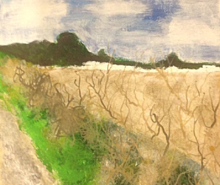 Countryside Abstract Stitch Art by Sussex Textile Artist Renate Wilbraham