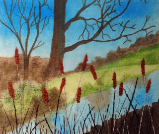 Countryside Scene - Stitch Art by Sussex Textile Artist Renate Wilbraham