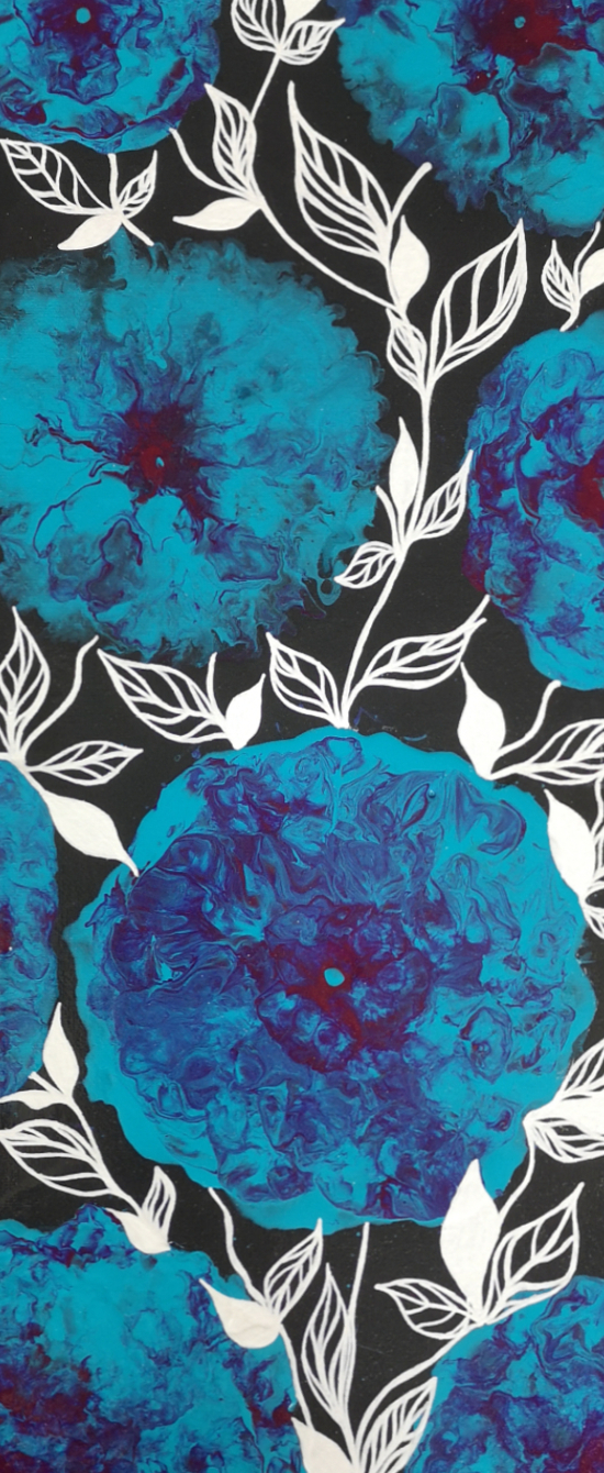 Blue Blossoms - Acrylic Art by Brighton, East Sussex Contemporary, Floral Artist Tanya West