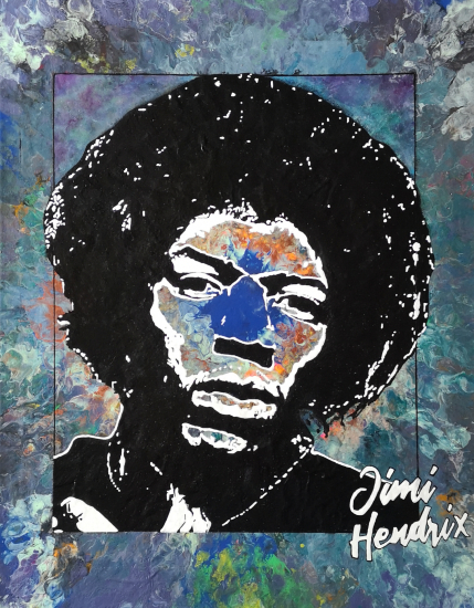 Jimi Hendrix - Guitarist and Singer - Acrylic Portrait by Brighton, East Sussex Artist Tanya West